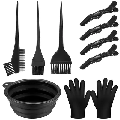Productafbeelding van Haarverfkwastenset 9-delig - Haarverfborstel - Haarverfklemmen - Palletschaal - Haarverf accessoires