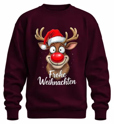 Produktbild von Frohe Weihnachten Lustiges Rentier Rudolf Weihnachtsgeschenk Sweatshirt Pullover, Burgundy, M
