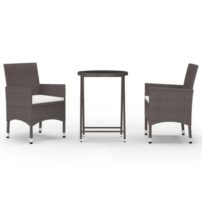 Obrázok produktu pre vidaXL 3-dielna súprava Bistro Set z polyratanu a tvrdeného skla Brown