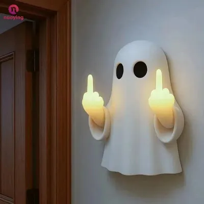 Produktbild von Halloween-Geister-Hängedekoration mit LED-Nachtlicht, batteriebetrieben, leuchtende Partydekoration