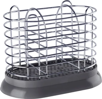 Image de nabbi Egouttoir à couverts en métal Tony - acier inoxydable / gris
