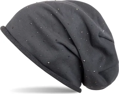 Produktbild von styleBREAKER Damen Beanie Mütze mit Strass-Nieten Applikation und Rollrand, warm 04024024