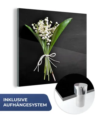 Obrázek produktu pro MuchoWow® Obrazy na skle - Nástěnné obrazy - Fotografie na skle Konvalinky - Květiny - Zátiší - Flóra 50x50cm Nástěnná dekorace ze skla - akrylová malba na sklo