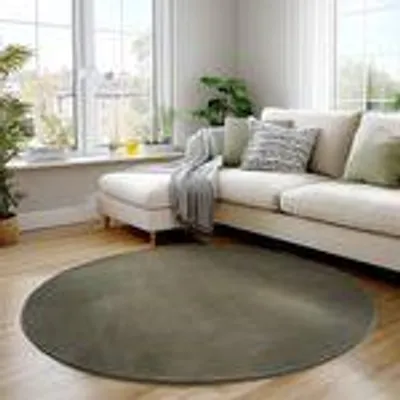 Produktbild von Carpettex Teppich Kurzflor, Einfarbig, Waschbar, Rutschfest, Für Wohnzimmer, Schlafzimmer,Kinderzimmer, Größe: 160 cm Rund, Farbe: Grün