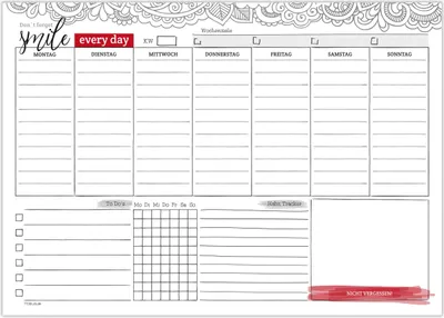 Produktbild von Wochenplaner Block inkl. Habit Tracker - 50 Blatt Terminplaner ohne Datum | Weekly Ziele setzen, To-Do & Merkliste erstellen, Woche & Gewohnheiten planen | Wochenkalender aus Papier in Din A4