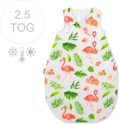 Obrázok produktu pre Celoročný hrejivý detský spací vak 75 cm - plameniaky