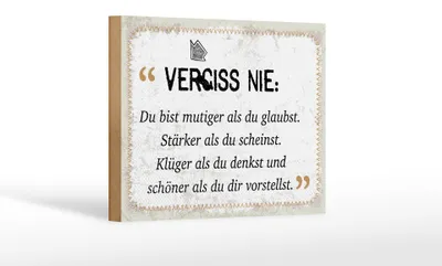 Produktbild von Holzschild Spruch 12x18 cm Du bist mutiger als du glaubst Deko Schild