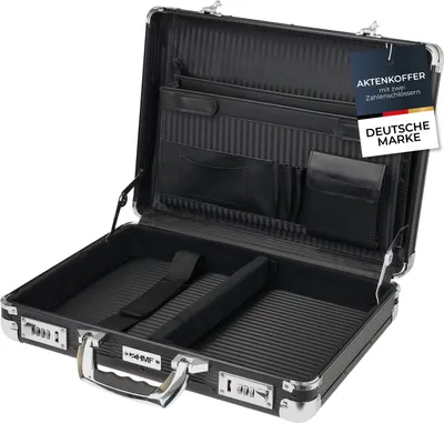 Produktbild von HMF Alu Aktenkoffer Laptop 17,3 Zoll, Businesskoffer Herren mit Zahlenschloss