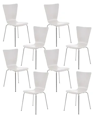 Produktbild von CLP 8er Set Besucherstuhl Aaron mit Holzsitz und Metallgestell weiß