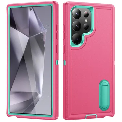 Image de Étui pour Samsung Galaxy S25 Ultra Hybrid Étui de protection antichoc à trois couches avec support Rose