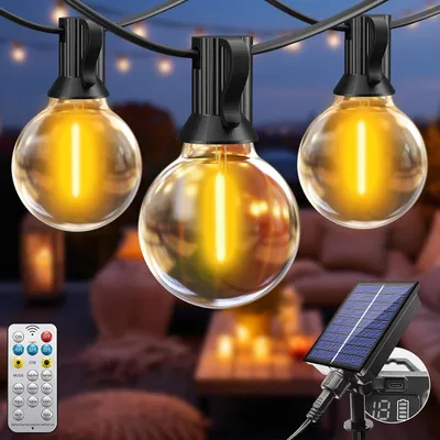 Image de Guirlande lumineuse de 5 mètres - Fonctionne à l'énergie solaire - Avec télécommande - Pour l'extérieur