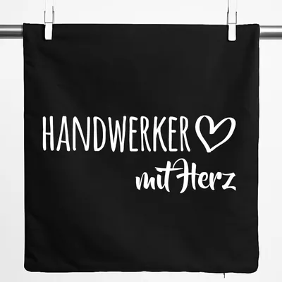 Produktbild von Huuraa Kissenbezug Handwerker mit Herz 40x40cm Black Baumwolle Dekokissenbezug Geschenkidee