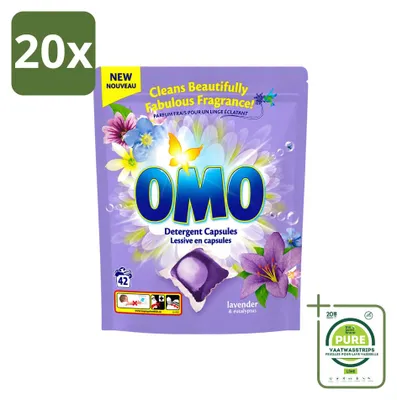 Produktbild von 20 x Omo Wascapsules Lavendel & Eucalyptus für Buntwäsche - Großpackung - 20 Stücke