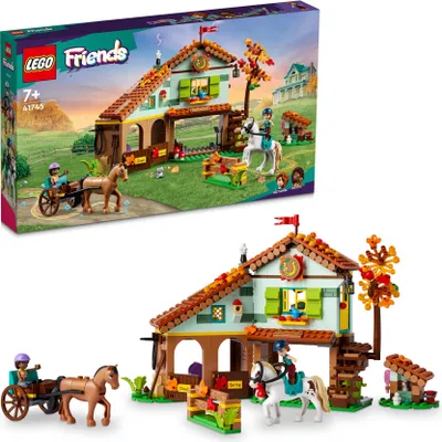 Image de LEGO 41745 Friends Stable Autumn, une écurie jouet avec 2 figurines de chevaux, un ensemble de briques avec des animaux et des mini-poupées, des cadeaux de Noël pour un garçon et un passionné de chevaux et d'équitation