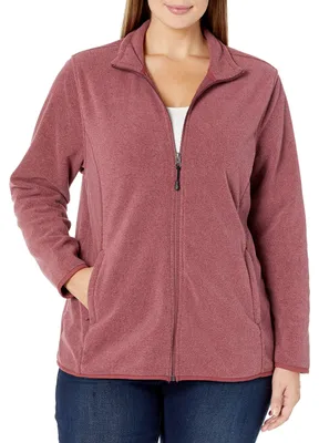 Zdjęcie produktu dla Bluza damska Amazon Essentials z polaru Polar-Soft, klasycznego kroju, zapinana na zamek błyskawiczny (dostępna w rozmiarach plus size), w kolorze burgundowym w melanż, rozmiar XX-Large