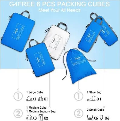 Produktbild von Famanu Verpackungsbeutel Reisegepäck Organisatoren - Blau, 6 Stück