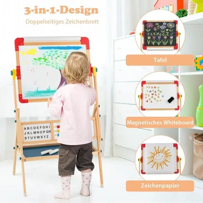 Image de Chevalet en bois Chevalet enfant rotatif sur pied 62 x 45 x 118 cm