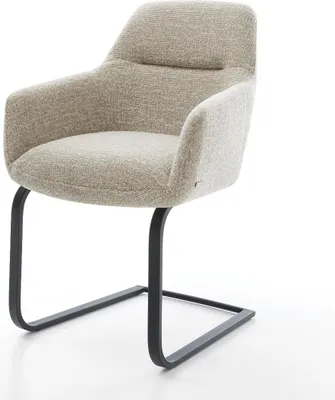 Produktbild von DELIFE Freischwinger Pejo-Flex Webstoff Soft Beige Freischwinger flach Schwarz Taschenfederkern