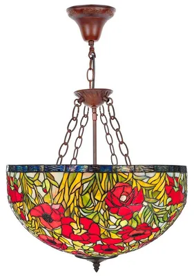 Immagine prodotto di Lampada a sospensione Casa Padrino Tiffany, motivo floreale, multicolore, diametro 50 cm, altezza 110 cm - Lampada realizzata a mano