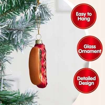 Zdjęcie produktu dla Ozdoba choinkowa hot dog szkło dmuchane świąteczna dekoracja prezent