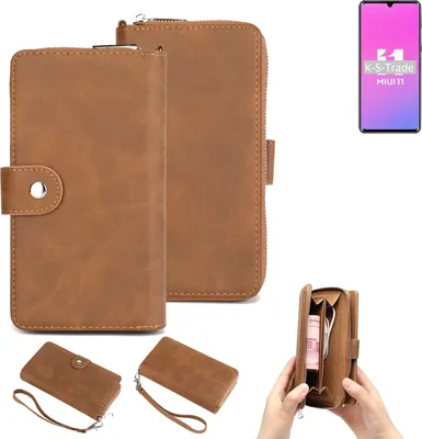 Produktbild von K-S-Trade Handyhülle Schutzhülle kompatibel mit Xiaomi Mi Note 10 Pro & Portemonnee Tasche Handytasche Case Etui Geldbörse Wallet braun (1x)