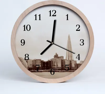 Produktbild von Holzuhr 20fi cm wanduhr - Schwarz-Weiß-Stadt