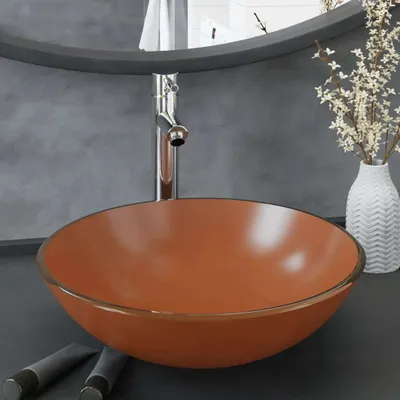 Produktbild von "2026 Aktion"Badezimmer Waschbecken - elegantes Design - Aufsatzwaschbecken - mit Wasserhahn und Ablaufgarnitur Braun Promotion609922 - Waschbecken