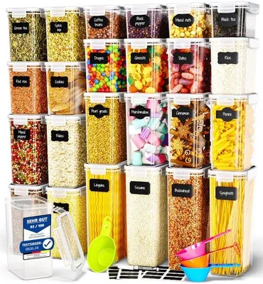 Immagine prodotto di Contenitori in plastica ermetici con coperchio, 24 pezzi, per cereali e farina