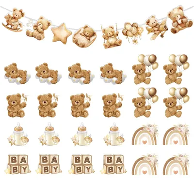 25-teiliges Bären-Cupcake-Topper-Set für Babyparty