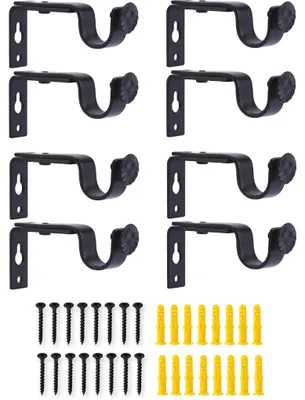 Produktbild von Gardinenstangenhalterung 8er-Pack, Verstellbare Metall-Wandhalterung Mit Schrauben Und Dübeln, Für Gardinenstange Bis 25 Mm Durchmesser
