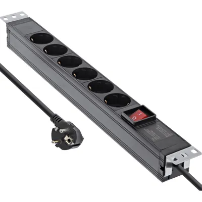 Zdjęcie produktu dla InLine 16416S, 6 x gniazdo sieciowe, 3680 W, 1,5 mm², Czarny, Aluminium, Plastik, Aluminium, Plastik