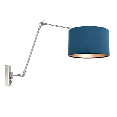 Image de Steinhauer - applique murale - Prestige Chic - acier - métal velours tissu - lampe d'ambiance - E27 - 8238ST