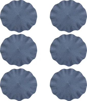 Produktbild von 6-teiliges rundes Tischset-Set mit Webdesign, waschbar, rutschfest, gewellter Rand, hitzebeständige Tischmatte