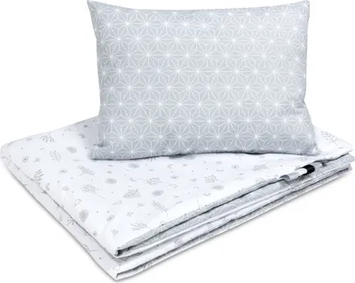 Produktbild von Bellochi Multifunktional Baby Decke Set - Doppelseitig Baby Bettwäsche 75x100 cm und Kissen 30x40cm - aus 100% Baumwolle -   - Star Copse