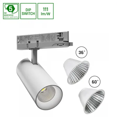 Produktbild von ANDROMEDA LED Stromschienenstrahler 3-Phasen 15-27W 36/60° tralweiß Weiß
