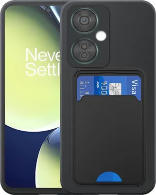 Image de Convient à OnePlus Nord CE 3 Phone Case with TPU Card Holder - Flexible Back Cover Case Silicone TPU with Cardslot - Black - Smartphonics