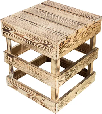 Produktbild von Hocker geflammt Sitzhocker Ablagetisch Holzhocker Beistelltisch Stuhl in Holzkistenpotik