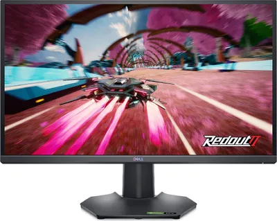 A gaming monitor displaying a futuristic racing game.