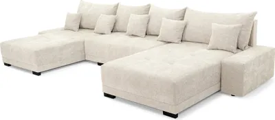Produktbild von Demi U Large XXL - 382 x 187 x 95 cm - Ecksofa - Schlaffunktion, Stauraum für Bettzeug, Stoff Rosario Beige