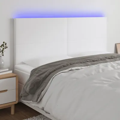 Produktbild von The Living Store LED Kopfteil Weiß 180x5x118/128 cm Kunstleder