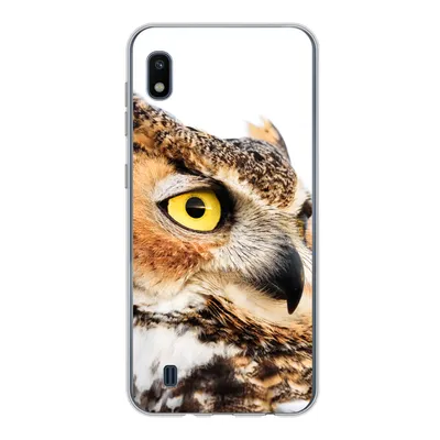 Produktbild von MuchoWow® Handyhülle Schutzhülle Hülle für Samsung Galaxy A10 Braune Eule mit weißem Hintergrund Silikon Softcase Handy Hülle - Schutzhülle