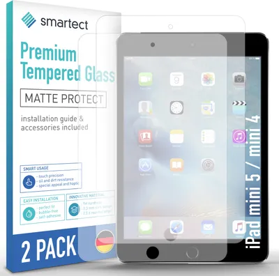 Produktbild von 2x Schutzglas Panzerfolie Matt für iPad mini 5 / mini 4 Displayschutz Hartglas