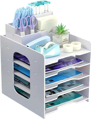Produktbild von Holz Briefablage mit Stifthalter 5-Tier Organizer
