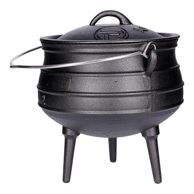 Produktbild von Potjie Pot (ca. 6 Liter) Südafrikanischer Dutch Oven Kochtopf aus Gusseisen  3‑beiniger Feuertopf mit Deckel & Füßen, Dreibein-Kochtopf zum Schmoren
