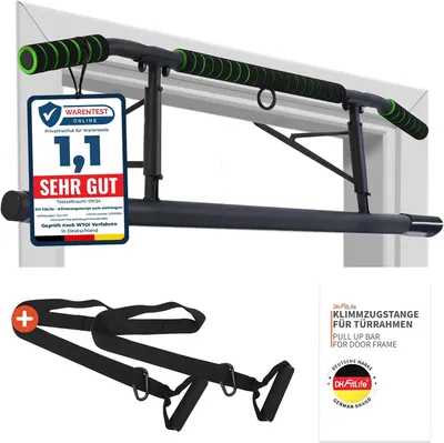 Produktbild von DH FitLife Klimmzugstange Türrahmen ohne Bohren & Schrauben | Pull up bar Doorway | Türreck zum Einhängen für Rückentraining | inkl. Schlingentrainer