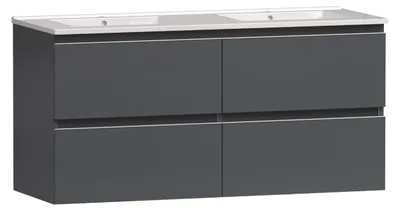 Produktbild von Waschtisch mit unterschrank MITO - Grau - 120 cm - 4 Schubladen - hängend Badmöbel Badezimmer Badezimmermöbel
