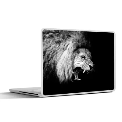 Produktbild von MuchoWow® Laptop Aufkleber Sticker Cover Löwe - Porträt - Schwarz - Weiß - Tiere 31x22.5 cm - Laptop-Deko
