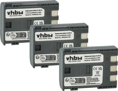 Produktbild von vhbw 3x Akku kompatibel mit Canon Legria MVX20i, MVX25i, MVX350i, MVX30i, MVX250i, MVX300, MVX330i Videokamera Camcorder (600 mAh, 7,2 V, Li-Ion)