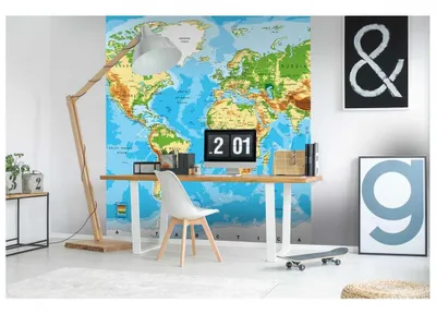 Obrázek produktu pro Fototapeta - Mapa světa 225x250cm - netkaná tapeta