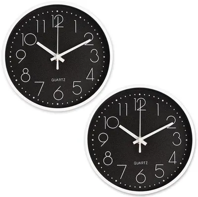 Immagine prodotto di Orologio da parete nero silenzioso da 20 cm (8 pollici), stile moderno